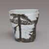"Into the Woods" cup, slip cast porcelain with sgraffito decoration.