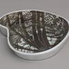 "Into the Woods" plate, slip cast porcelain with sgraffito decoration.